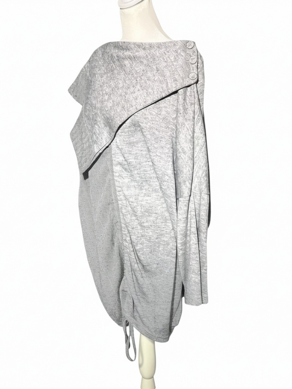 PRETTY ANGEL Grey Tweed Panel Oversized Tunic Sweater Detachable Scarf L - Picture 14 of 14